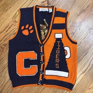 Vintage Bellepointe Clemson Tigers Knit Sweater Vest Large Collegiate Novelty